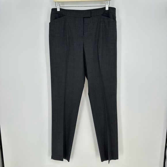 Lafayette 148 Stretch Wool Irving Pants Size 10 Grey Office Classic - Picture 3 of 10